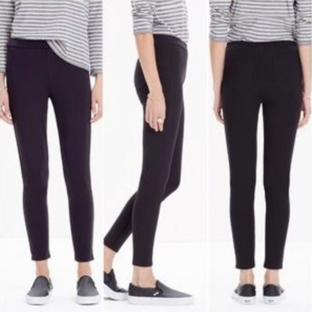 MADEWELL Black Pieced Ponte Leggings with Back Pockets Pants, Women's Size 8